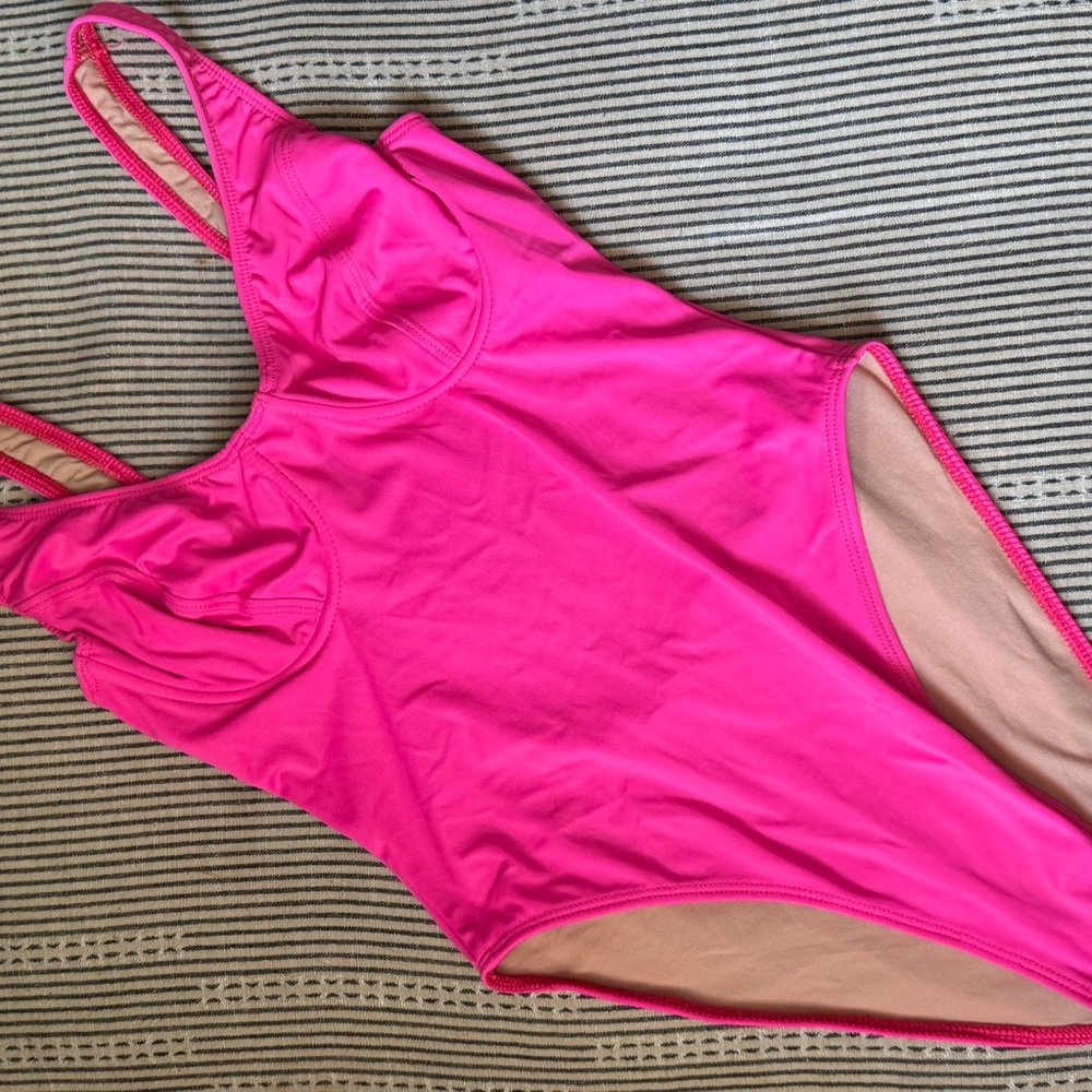 Vintage Zuliana Pink Athletic One Piece Swimsuit